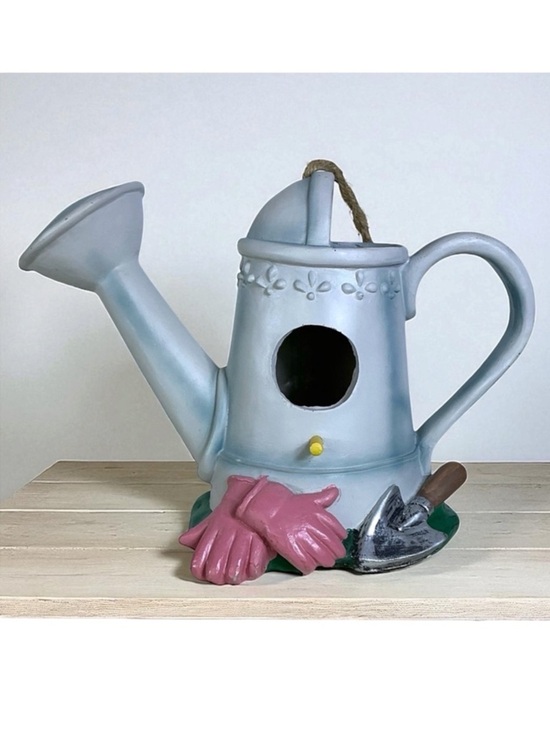 Vintage Other - Watering Can Birdhouse Pink Gloves Spade Blue Gray Vintage 1970 Collectible
